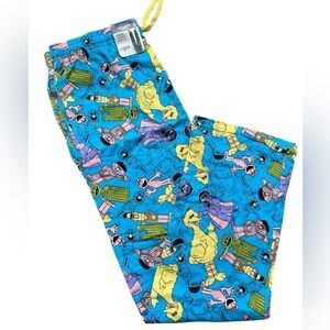 Sesame Street Pastel Character Art Men's Blue Lounge Sleep Pajama Pants